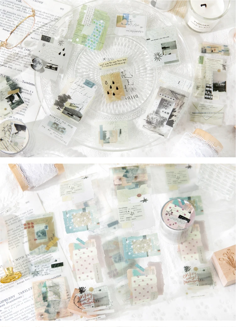Journal GO 5x200cm Freedom is the Wilderness Retro Art Die Cut Tape Stickers Creative Journal Scrapbooking DIY Aesthetic Sticker