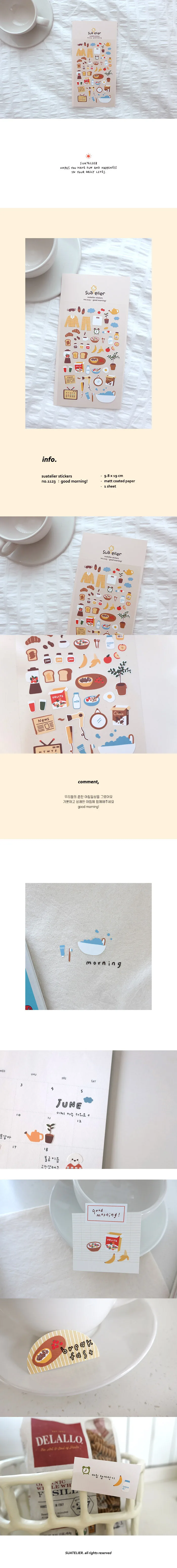 Korean Import Suatelier Good Morning Breakfast Stickers Scrapbooking Diy Journaling Diary Stationery Decor School Sticker 1123