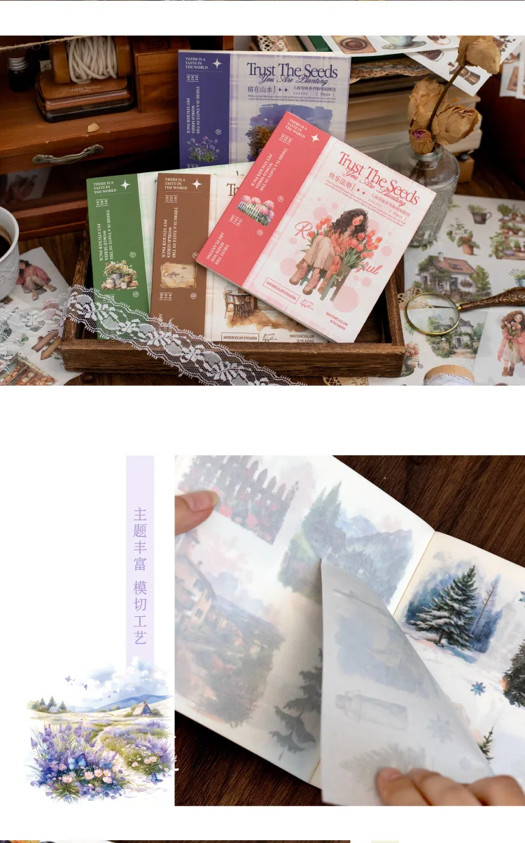 50pcs/1lot Kawaii Scrapbook Sticker the human world is full of flavours Scrapbooking Supplies Planner Decorative Stationery