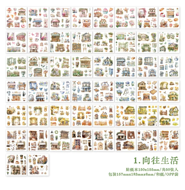 50pcs/1lot Kawaii Scrapbook Sticker the human world is full of flavours Scrapbooking Supplies Planner Decorative Stationery