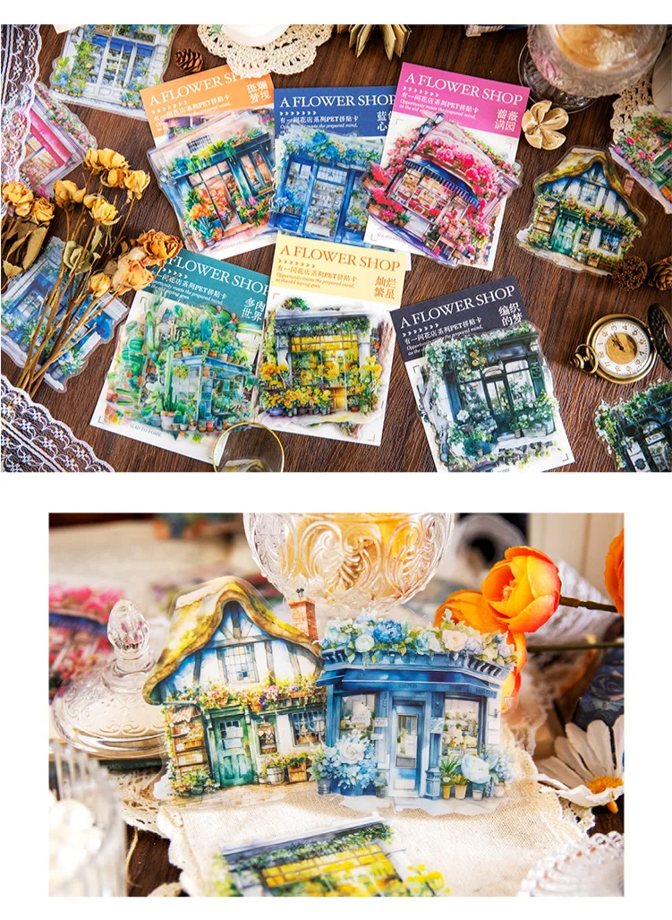 10Pcs There's A Flower Shop Series Decorative Sticker Vintage House Collage Scrapbooking Label Diy Diary Album Journal Planner