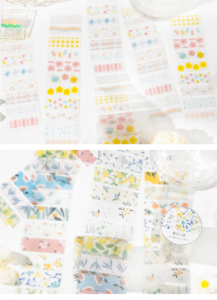 Journal GO 5x200cm INS Flower Sticker Tape for Collage Junk Journal Scrapbooking Decor Planner Card Album Handmade Masking Tape