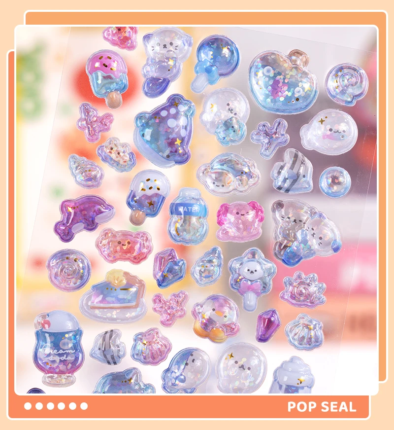 Japanese Style Mini Sweet Drop 3D Relief Stickers Scrapbooking DIY Journaling Stationery Diary Decor Cute Stickers School Supply
