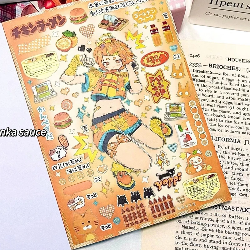 Japanese Retro Cute Girls' Weekly Series Decorative Stickers Book Scrapbooking Phone DIY Journal Collage Material Sticker Gift