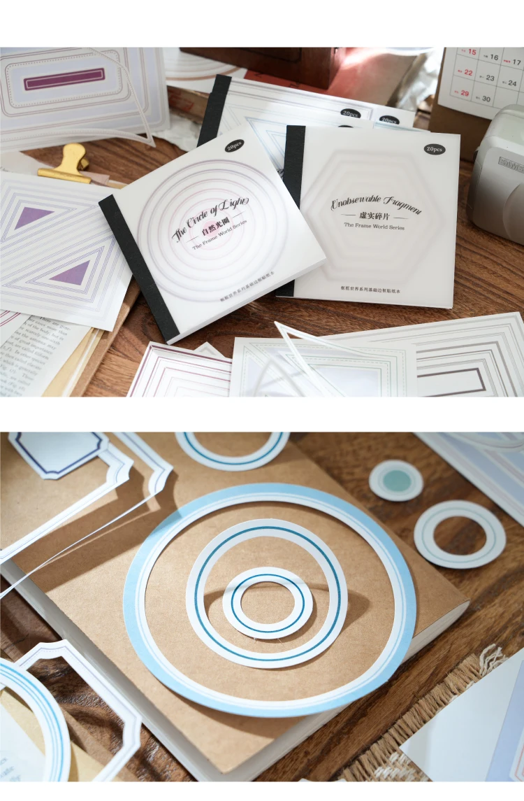 Journal GO 20pcs/lot Simple Scrapbooking Frame Stickers Junk Journal Planner Stationery Sticker Planner Decoration Boarder Label
