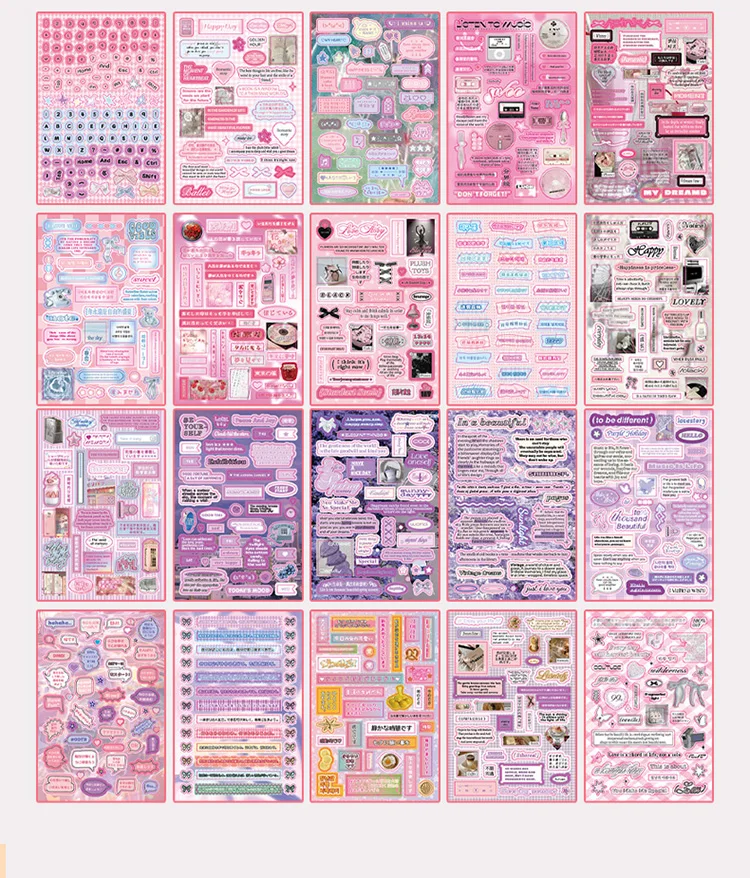 20sheets retro English letter die cut sticker book creative handbook decoration DIY scrapbook Junk Journal aesthetic supplies