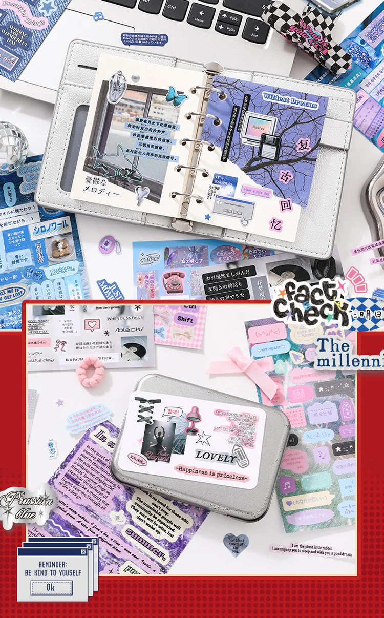 20sheets retro English letter die cut sticker book creative handbook decoration DIY scrapbook Junk Journal aesthetic supplies