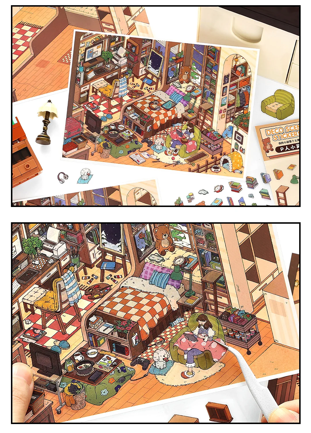 My Little Nest 15.0 Series Kawaii 3D Cartoon Miniature Scene Stickers DIY Hand Pasting Stacking Fun Scrapbook Stickers