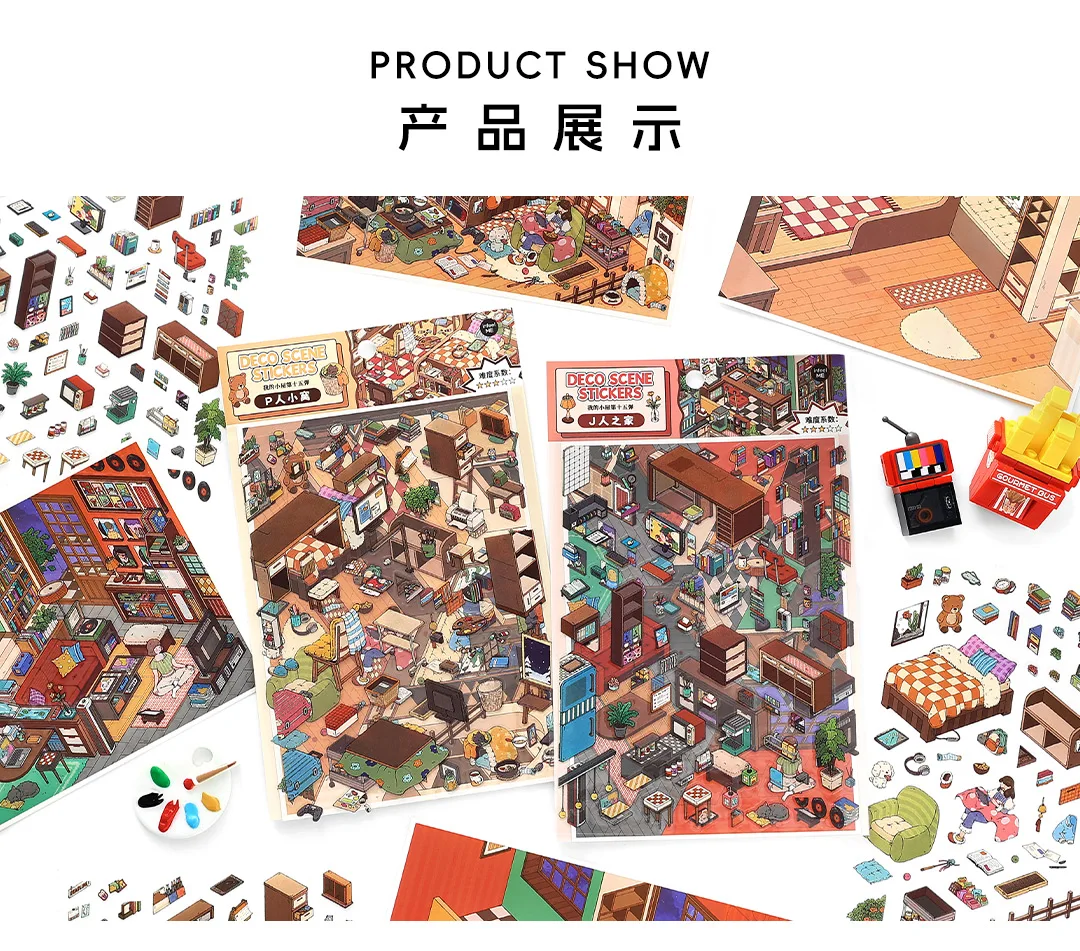 My Little Nest 15.0 Series Kawaii 3D Cartoon Miniature Scene Stickers DIY Hand Pasting Stacking Fun Scrapbook Stickers