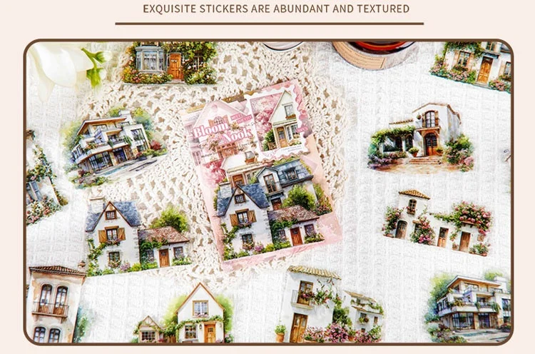 30pcs/pack Ins Aesthetic Stationery Stickers Town Scenery PET Scrapbook Stickers Collage Decor Diary Album Junk Journal Supplies