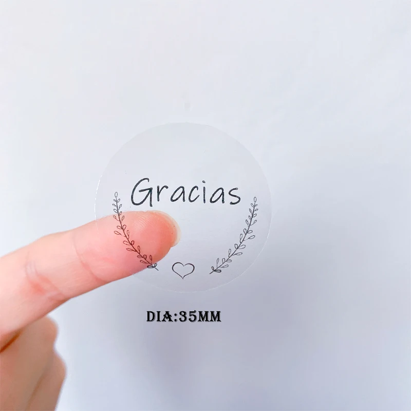 100Pcs Spanish Gracias Thank You Love Wreath Sealing Sticker DIY Decorative Stickers Gift Package Handmade 3.5CM