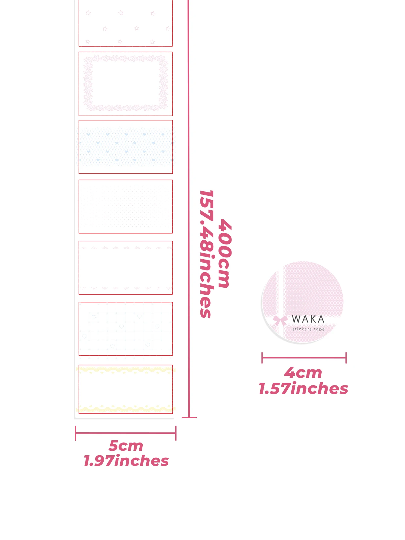 WAKAWAKA PET Transparent Sticker Cute Lace Dot Deco Sticker Roll for Scrapbooking Diy Arts Crafts Album