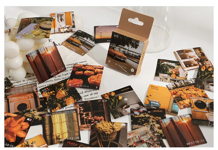 46 pcs Sunset film landscape Decorative Stickers Retro flower Scrapbooking Label Diary Stationery Album Phone Journal Planner