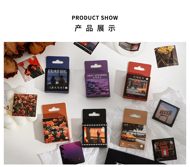 46 pcs Sunset film landscape Decorative Stickers Retro flower Scrapbooking Label Diary Stationery Album Phone Journal Planner