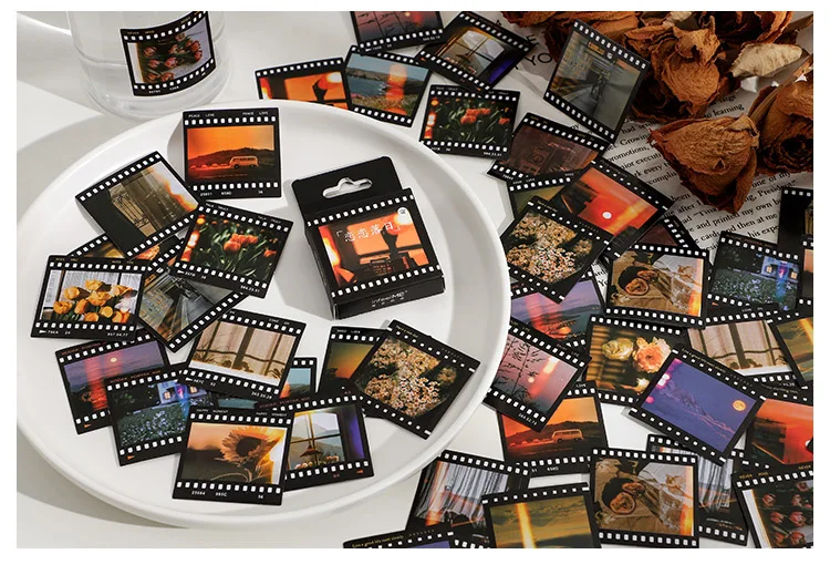 46 pcs Sunset film landscape Decorative Stickers Retro flower Scrapbooking Label Diary Stationery Album Phone Journal Planner