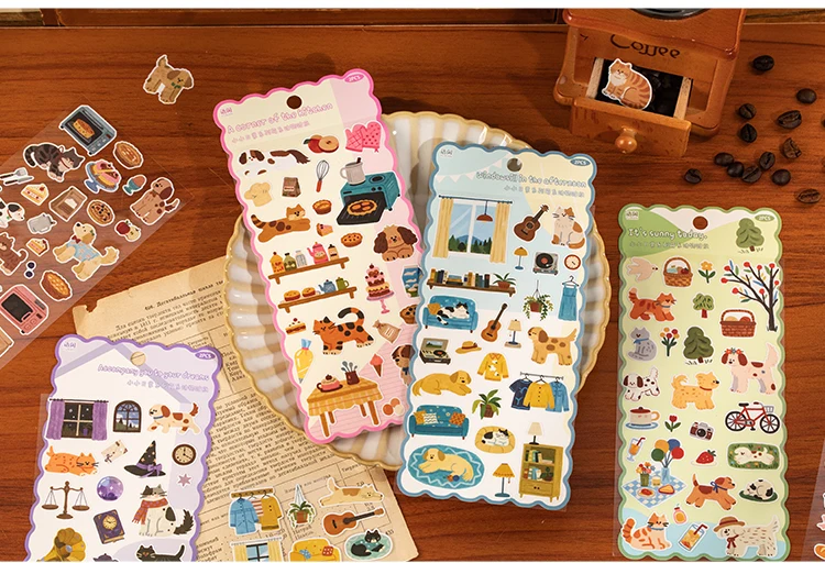 2sheets Small Daily Series Kawaii Cartoon Animal Die Cutting Stickers DIY Diary Scrapbook Aesthetics Stationery Stickers