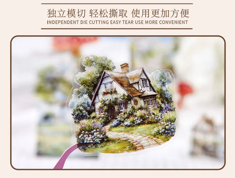 30pcs/1lot Kawaii Stationery Stickers Landscape Collection Language Junk Journaling Decorative Scrapbooking for Scrapbook