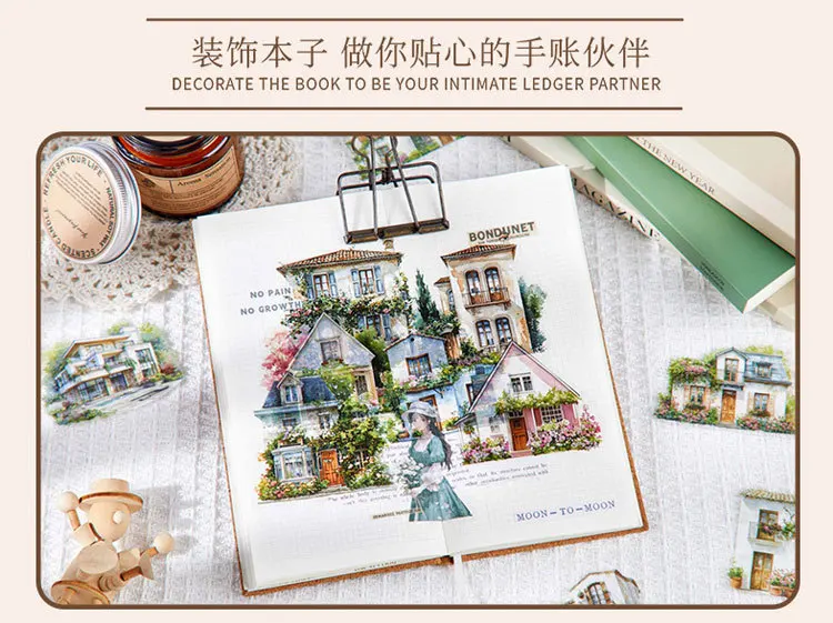 30pcs/1lot Kawaii Stationery Stickers Landscape Collection Language Junk Journaling Decorative Scrapbooking for Scrapbook