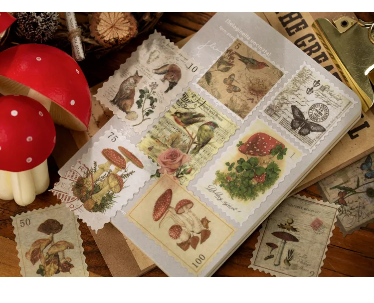 60pcs/lot Kawaii Stationery Stickers Retro mushroom Diary Planner Decorative Mobile Stickers Scrapbooking DIY Craft Stickers