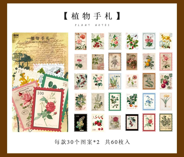 60pcs/lot Kawaii Stationery Stickers Retro mushroom Diary Planner Decorative Mobile Stickers Scrapbooking DIY Craft Stickers