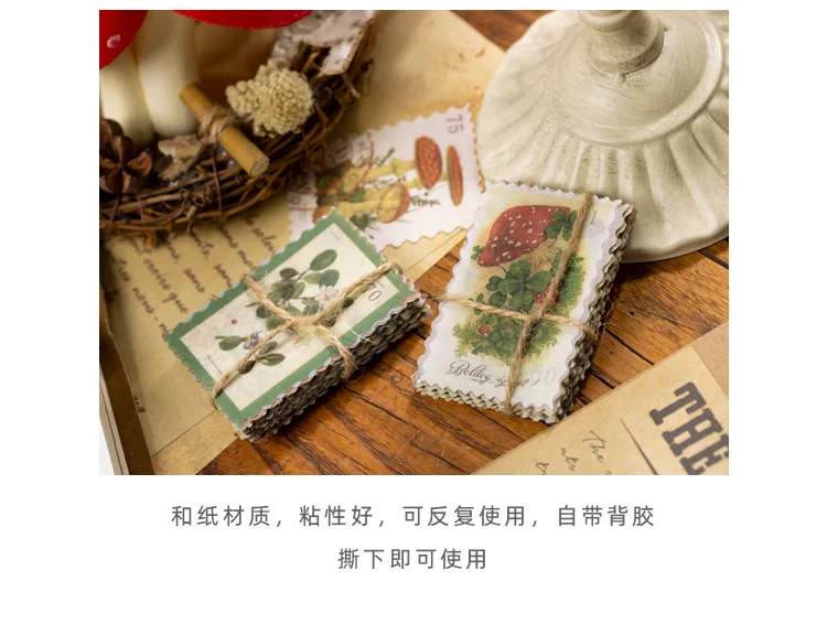 60pcs/lot Kawaii Stationery Stickers Retro mushroom Diary Planner Decorative Mobile Stickers Scrapbooking DIY Craft Stickers