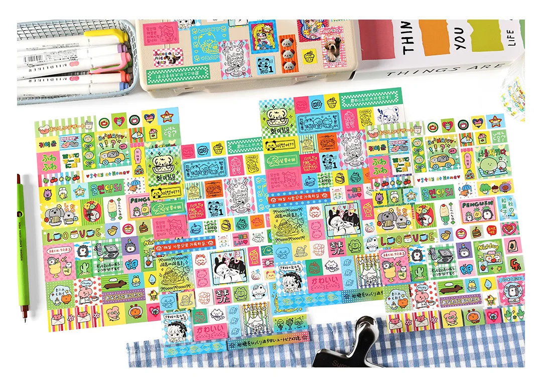 1 Sheet Rainbow Dream Series Kawaii Decorative Sticker Creative Collage DIY Diary Scrapbook Handmade Material Stationery Sticker