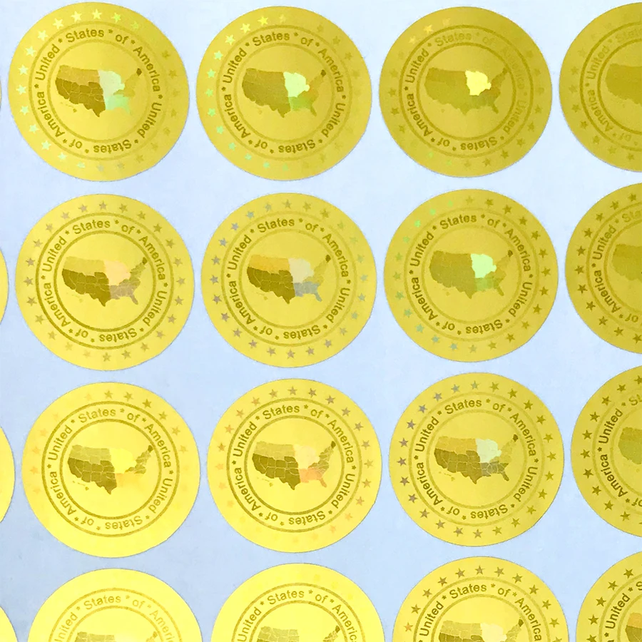United states of America Hologram stickers in 20mm GOLD SILVER New design Holographic security stickers VOID after removed