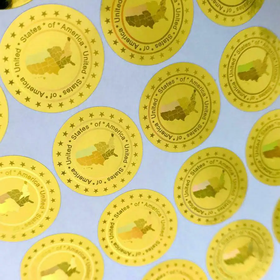 United states of America Hologram stickers in 20mm GOLD SILVER New design Holographic security stickers VOID after removed