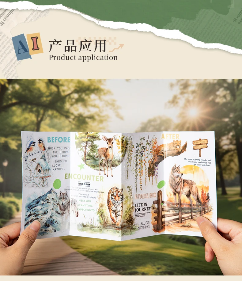 20sheets Cute Stationery Sticker Forest Animal Landscape PET Die Cutting Sticker Book Scrapbook DIY Decorative Material Sticker