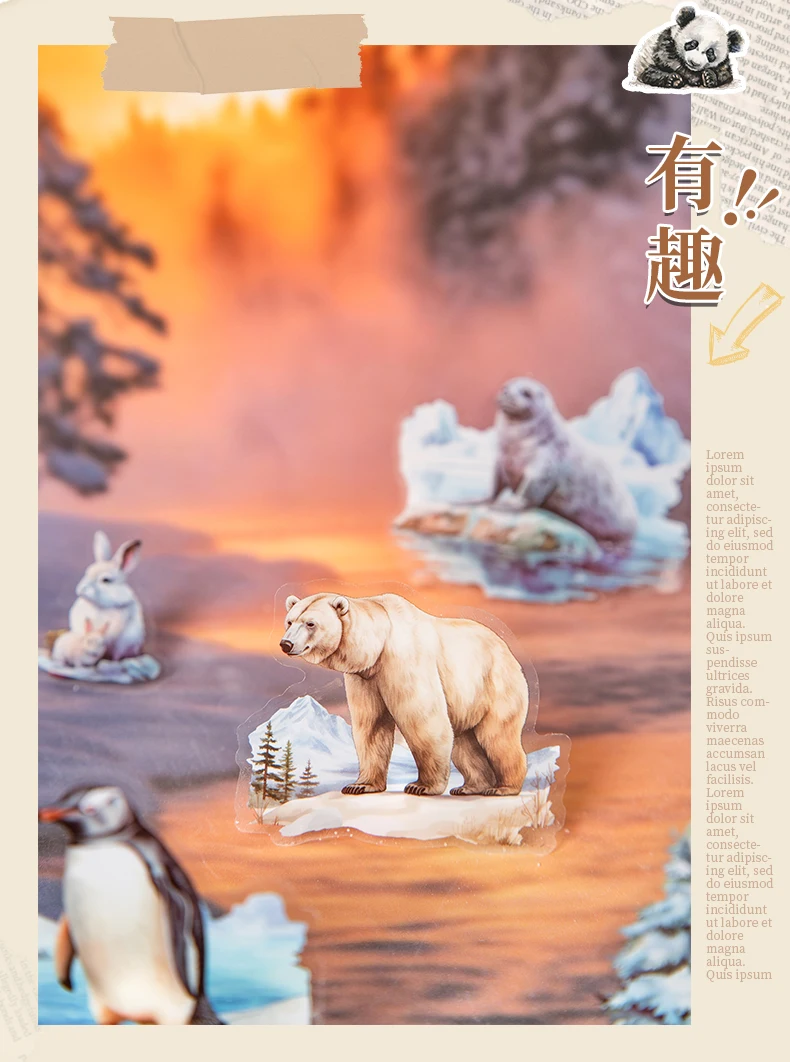20sheets Cute Stationery Sticker Forest Animal Landscape PET Die Cutting Sticker Book Scrapbook DIY Decorative Material Sticker