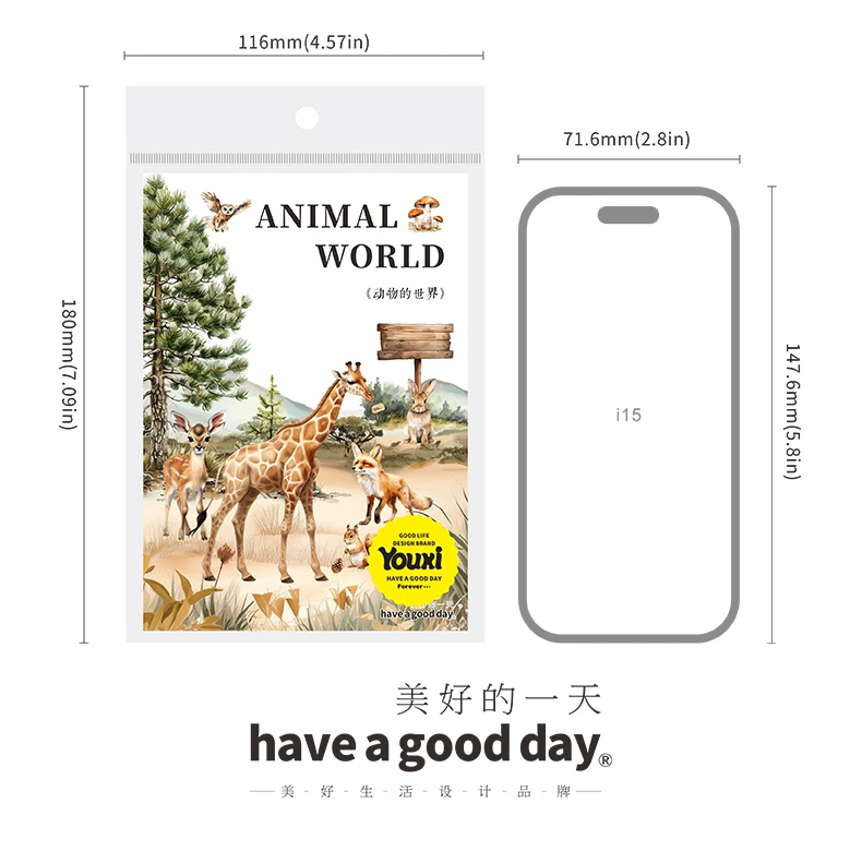 20sheets Cute Stationery Sticker Forest Animal Landscape PET Die Cutting Sticker Book Scrapbook DIY Decorative Material Sticker