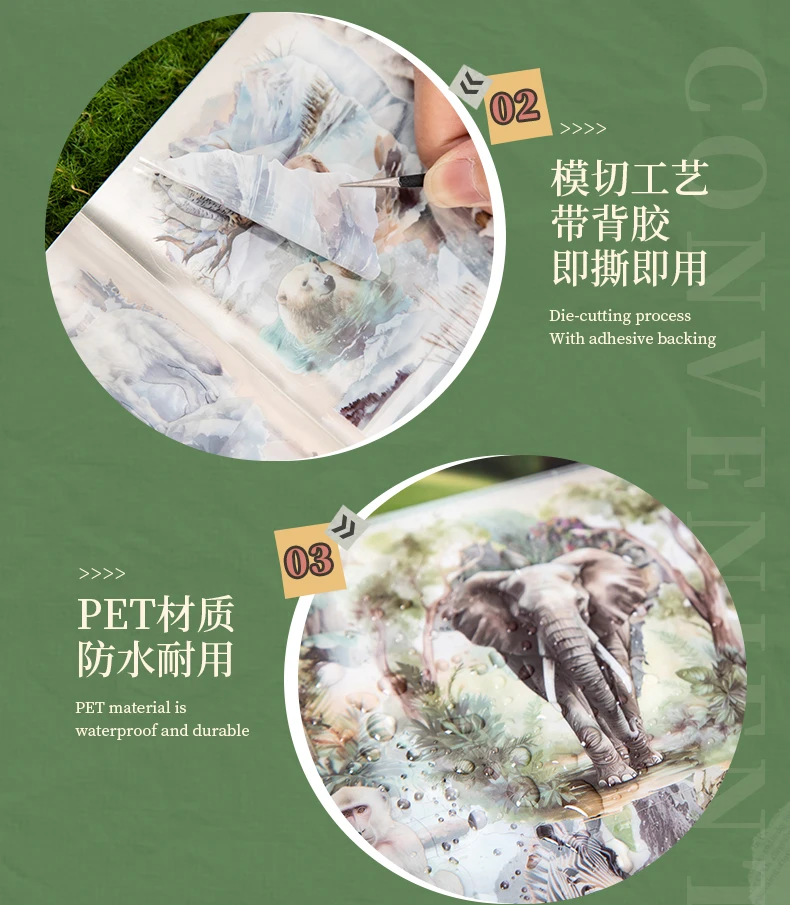 20sheets Cute Stationery Sticker Forest Animal Landscape PET Die Cutting Sticker Book Scrapbook DIY Decorative Material Sticker