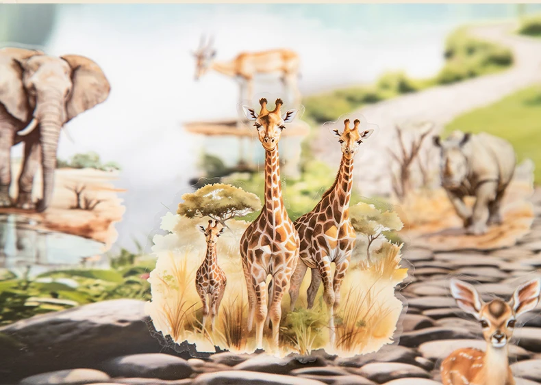 20sheets Cute Stationery Sticker Forest Animal Landscape PET Die Cutting Sticker Book Scrapbook DIY Decorative Material Sticker