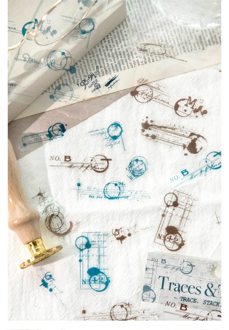 JIANWU Traces and Threads Series Vintage Film Label Landscape Material Collage PET Sticker Creative DIY Journal Stationery