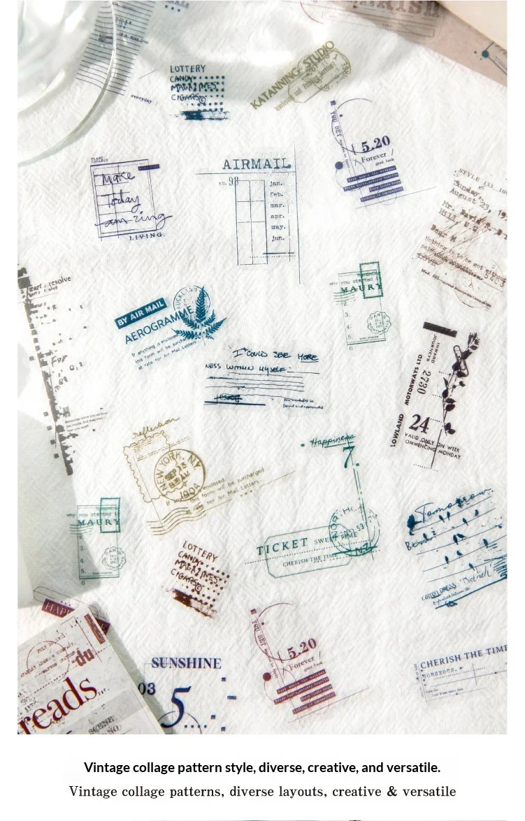 JIANWU Traces and Threads Series Vintage Film Label Landscape Material Collage PET Sticker Creative DIY Journal Stationery