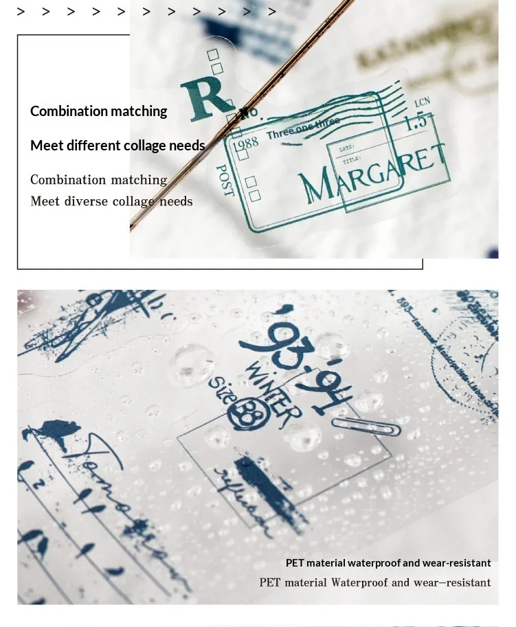 JIANWU Traces and Threads Series Vintage Film Label Landscape Material Collage PET Sticker Creative DIY Journal Stationery