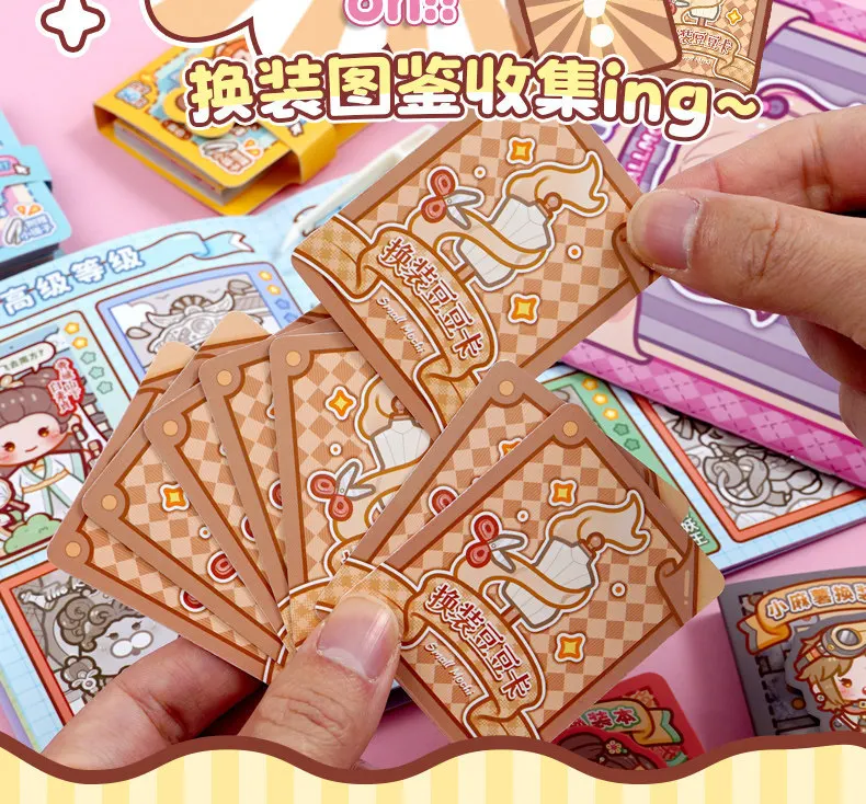 Kawaii Cute Girl Mini Pocket Dress-Up Stickers Book Creative DIY Scene Dress-Up Sticker Book for Children's Gifts and Rewards