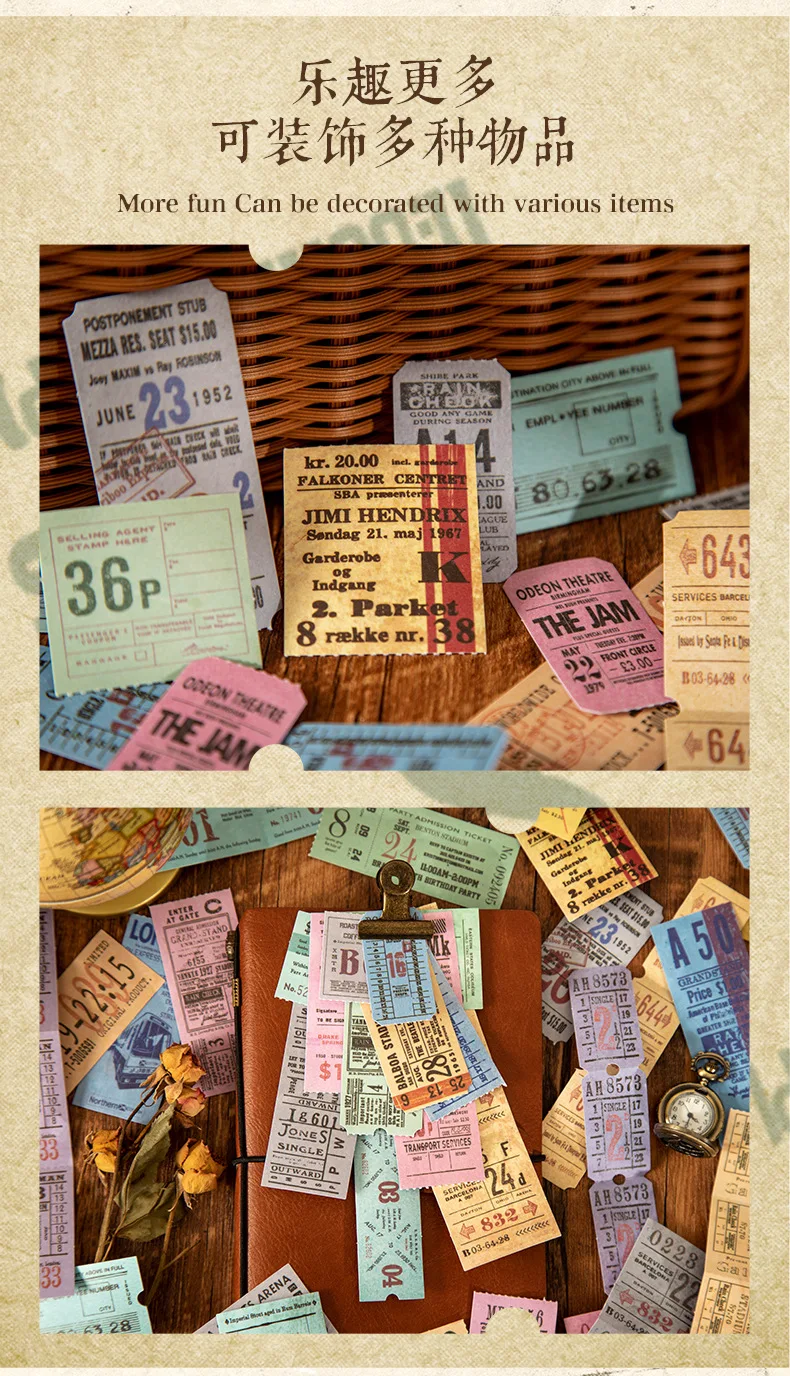 50pcs/lot Kawaii Scrapbook Sticker Journey tickets Scrapbooking Supplies diary Planner Decorative Craft Stationery Sticker