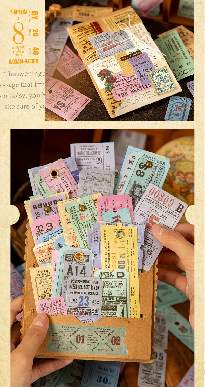 50pcs/lot Kawaii Scrapbook Sticker Journey tickets Scrapbooking Supplies diary Planner Decorative Craft Stationery Sticker