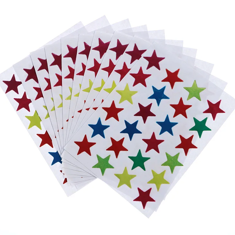 10 Sheets/Pack Of Children'S Mini Kindergarten Award Stickers Teacher Praise Praise Label Award Five-Pointed Star Heart Shape