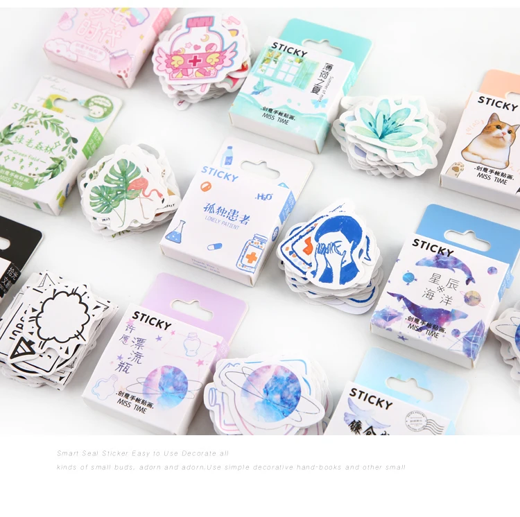 46Pcs Pink Girlhood Mini Paper Stickers Kawaii Japanese Stationery for DIY Album Diary Scrapbooking Label Decor