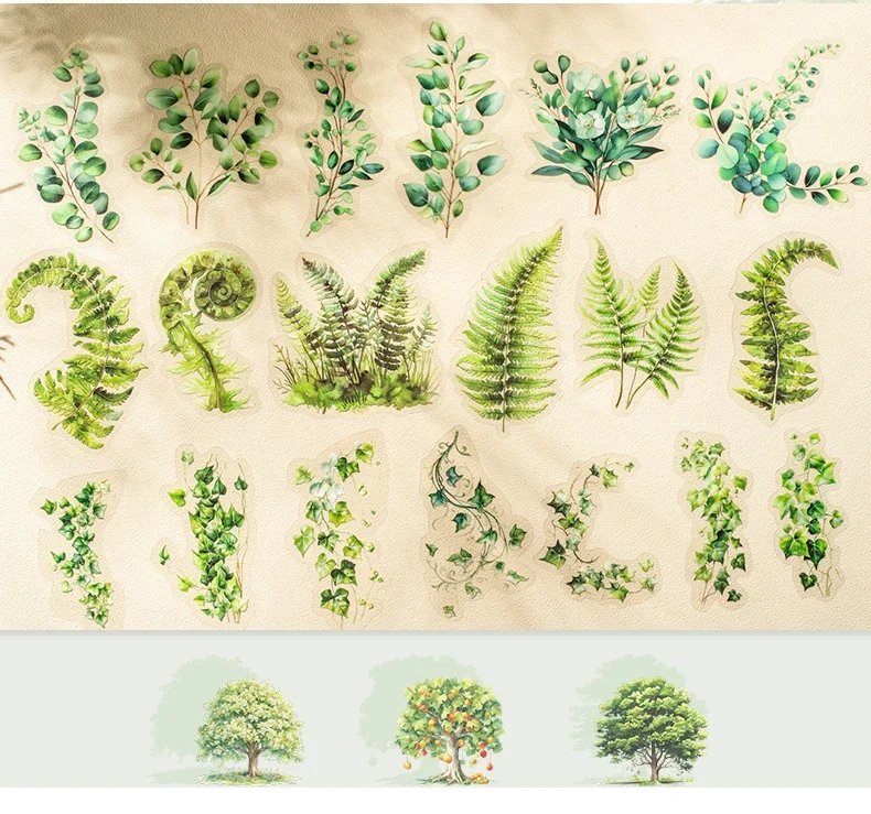 JIANWU Norwegian Forest Series Vintage Plant Landscaping Material Collage PET Sticker Creative DIY Journal Stationery