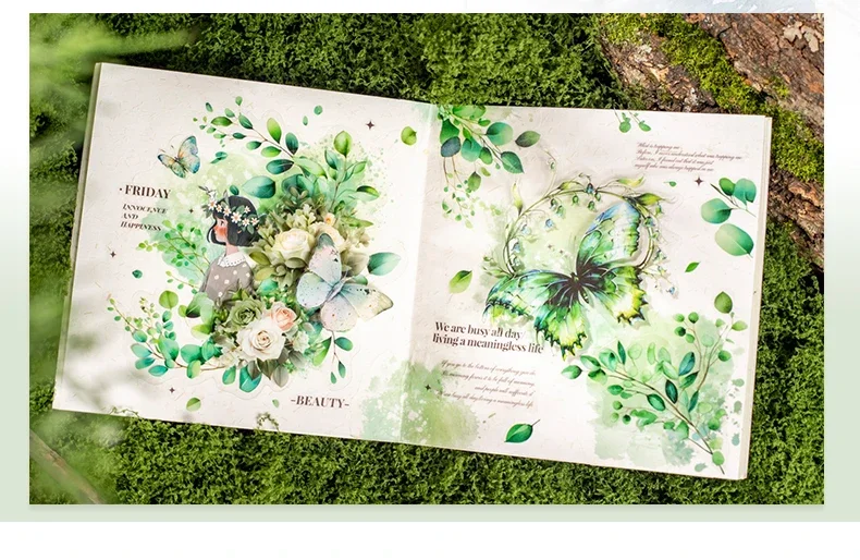 JIANWU Norwegian Forest Series Vintage Plant Landscaping Material Collage PET Sticker Creative DIY Journal Stationery