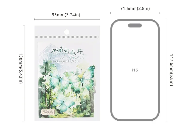 JIANWU Norwegian Forest Series Vintage Plant Landscaping Material Collage PET Sticker Creative DIY Journal Stationery