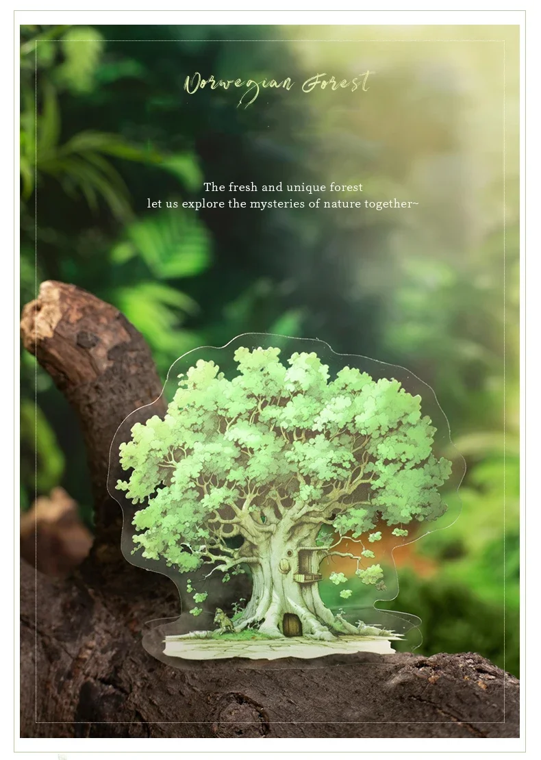 JIANWU Norwegian Forest Series Vintage Plant Landscaping Material Collage PET Sticker Creative DIY Journal Stationery