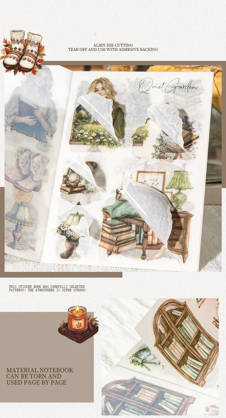 JIANWU Poetic Life Series Vintage Character Landscaping Material Collage Sticker Book Creative DIY Journal Stationery