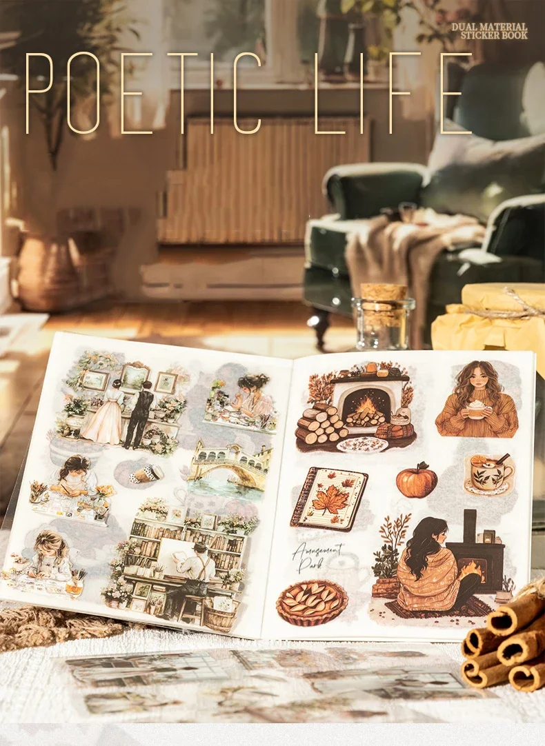 JIANWU Poetic Life Series Vintage Character Landscaping Material Collage Sticker Book Creative DIY Journal Stationery