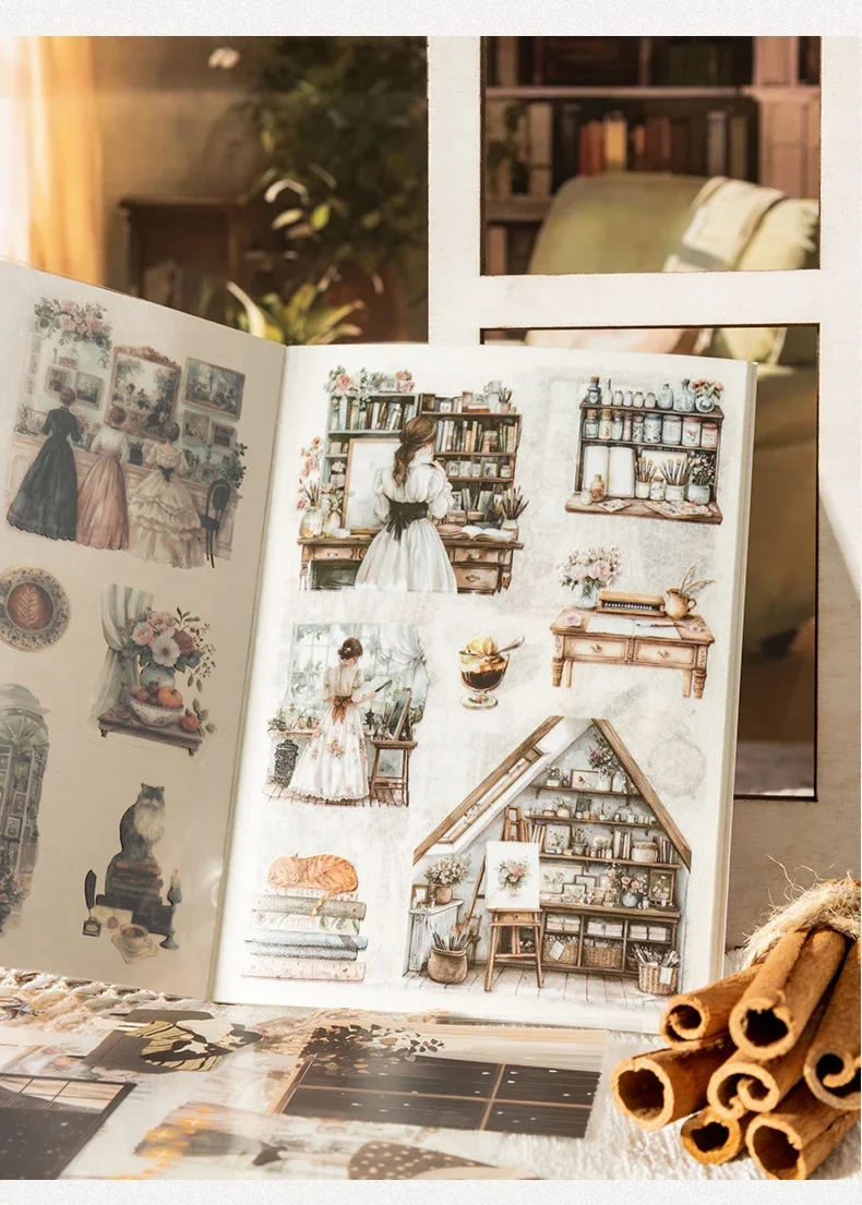 JIANWU Poetic Life Series Vintage Character Landscaping Material Collage Sticker Book Creative DIY Journal Stationery