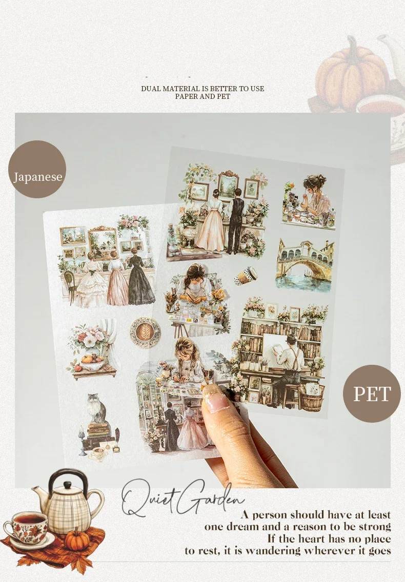 JIANWU Poetic Life Series Vintage Character Landscaping Material Collage Sticker Book Creative DIY Journal Stationery