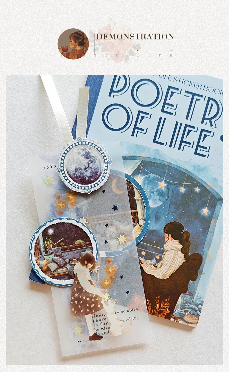 JIANWU Poetic Life Series Vintage Character Landscaping Material Collage Sticker Book Creative DIY Journal Stationery